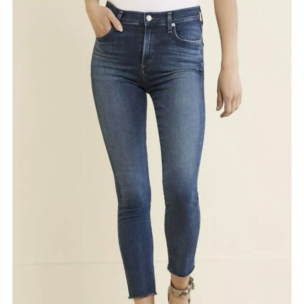 AGOLDE Women Jeans Sophie Mid Rise Frayed Raw Hem‎ Skinny Ankle 26 Made In USA